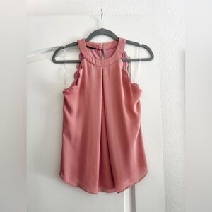 Pink Scalloped High Neck Dress Tank - Size XS